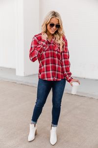Deserve The Best Red Plaid Blouse FINAL SALE | Pink Lily