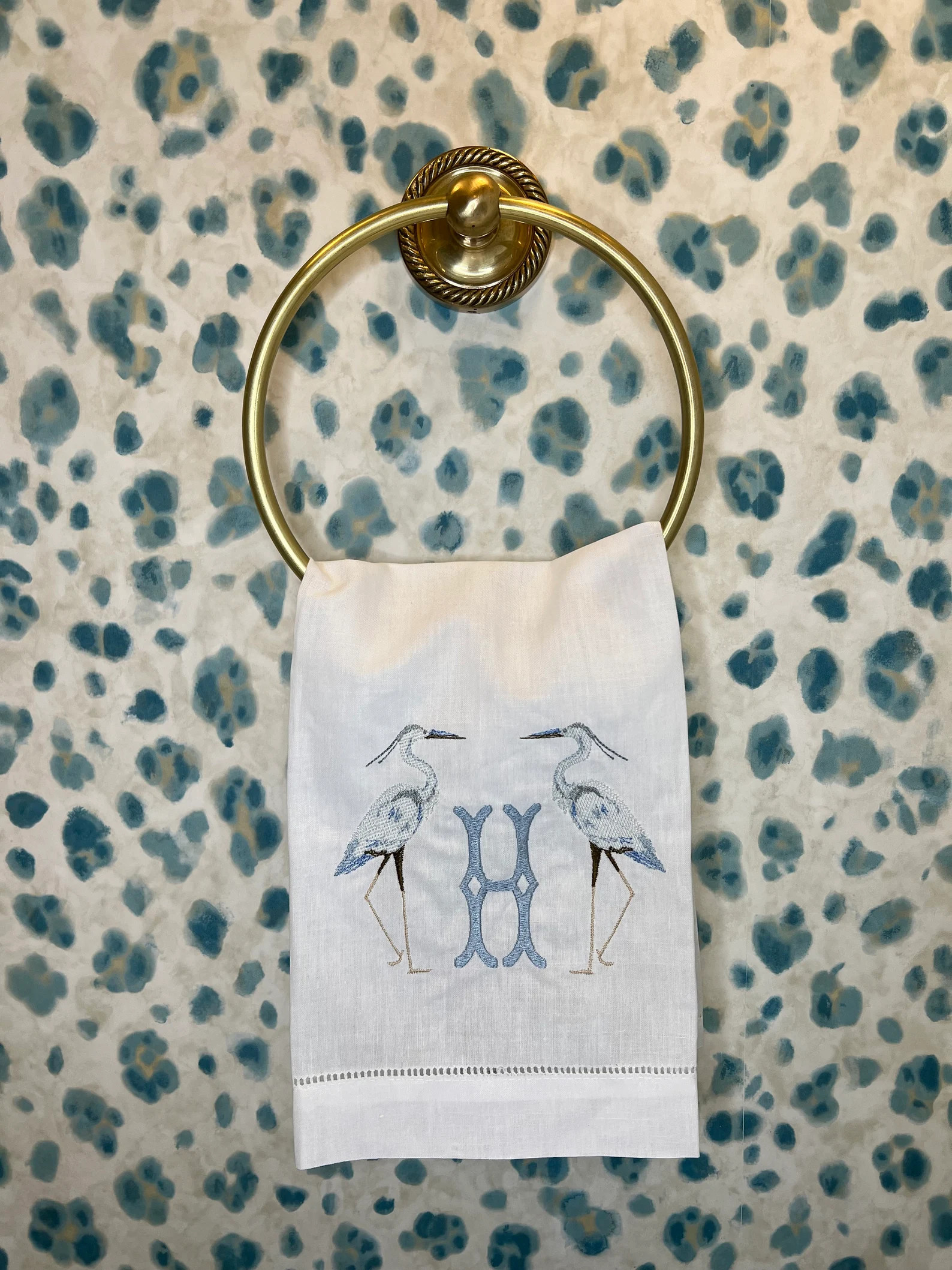 Monogrammed Egret Guest Towel - Etsy | Etsy (US)