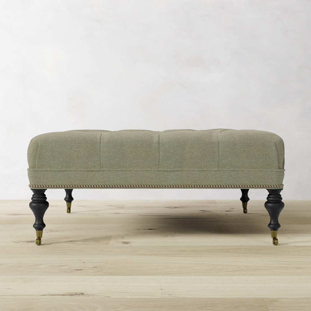 Fairfax Square Ottoman, Turned Leg with Tufted Top (26"-42") | Williams-Sonoma