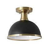 Globe Electric 60461 Beckett 1-Light Semi-Flush Mount Ceiling Light, Matte Black, Matte Brass Accent | Amazon (US)
