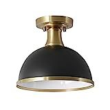 Globe Electric 60461 Beckett 1-Light Semi-Flush Mount Ceiling Light, Matte Black, Matte Brass Accent | Amazon (US)