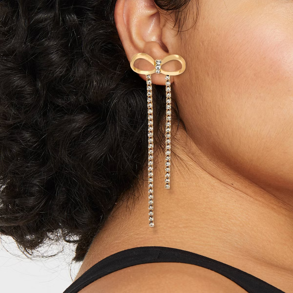 Rhinestone Bow Drop Earrings - A New Day™ Gold | Target