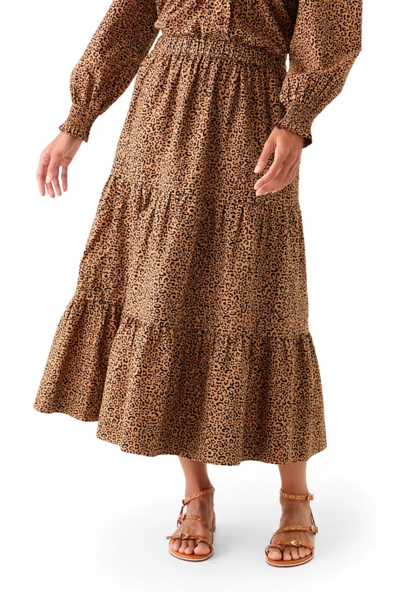 Plus Size Pleated Printed Midi Skirt | Belk