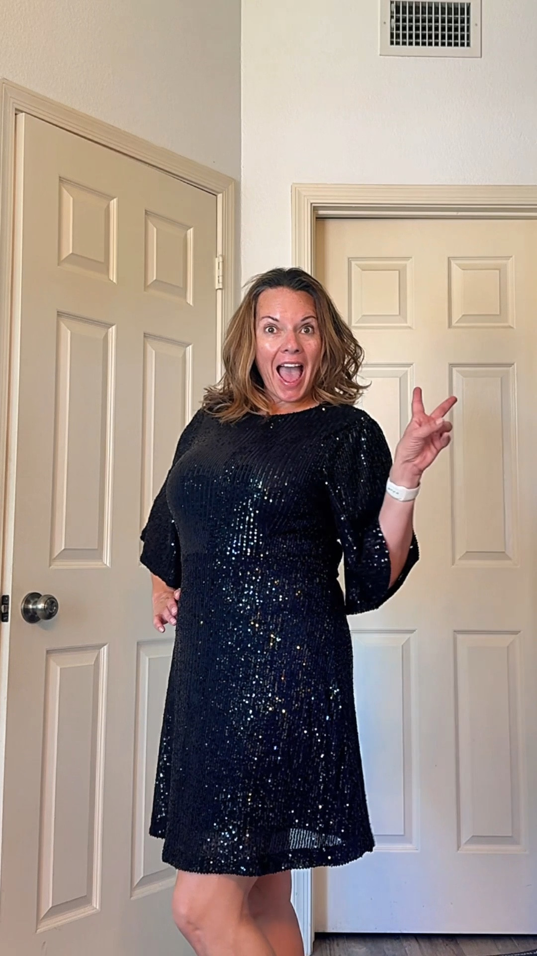 Okay wait… I totally forgot I had this dress and it might be the one 😳✨
This black sequin dress is giving cocktail party energy without being tight or uncomfortable (because we’re not doing that anymore 🙃)
Old Navy Size L 

Wearing  my running shorts underneath 🤣and it just skims everything in the best way.


#LTKOver40 #LTKMidsize #LTKgrwm