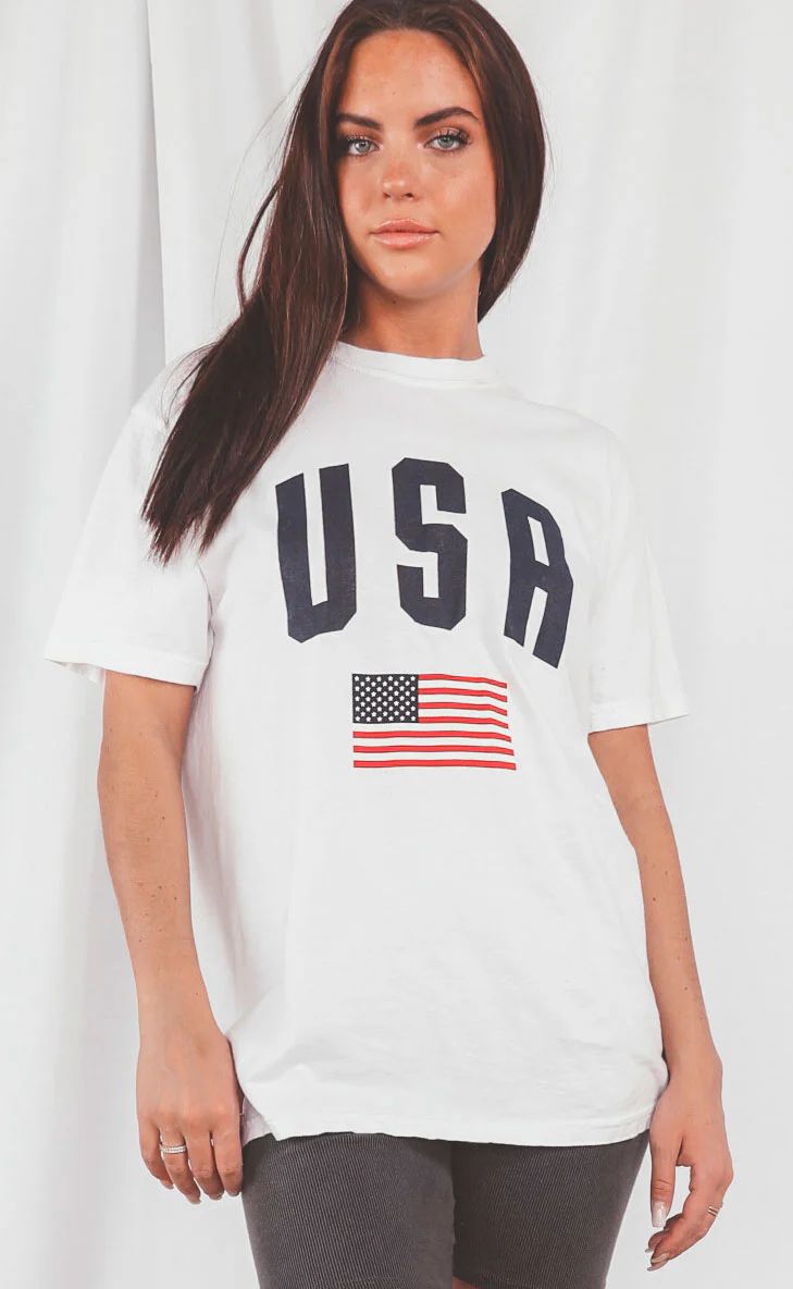 charlie southern: usa comfort colors t shirt - white | RIFFRAFF
