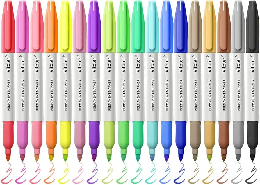 Vitoler 18 Assorted Color Permanent Markers,Fine Point Art Marker Pens Set for Adult Coloring Mar... | Amazon (US)