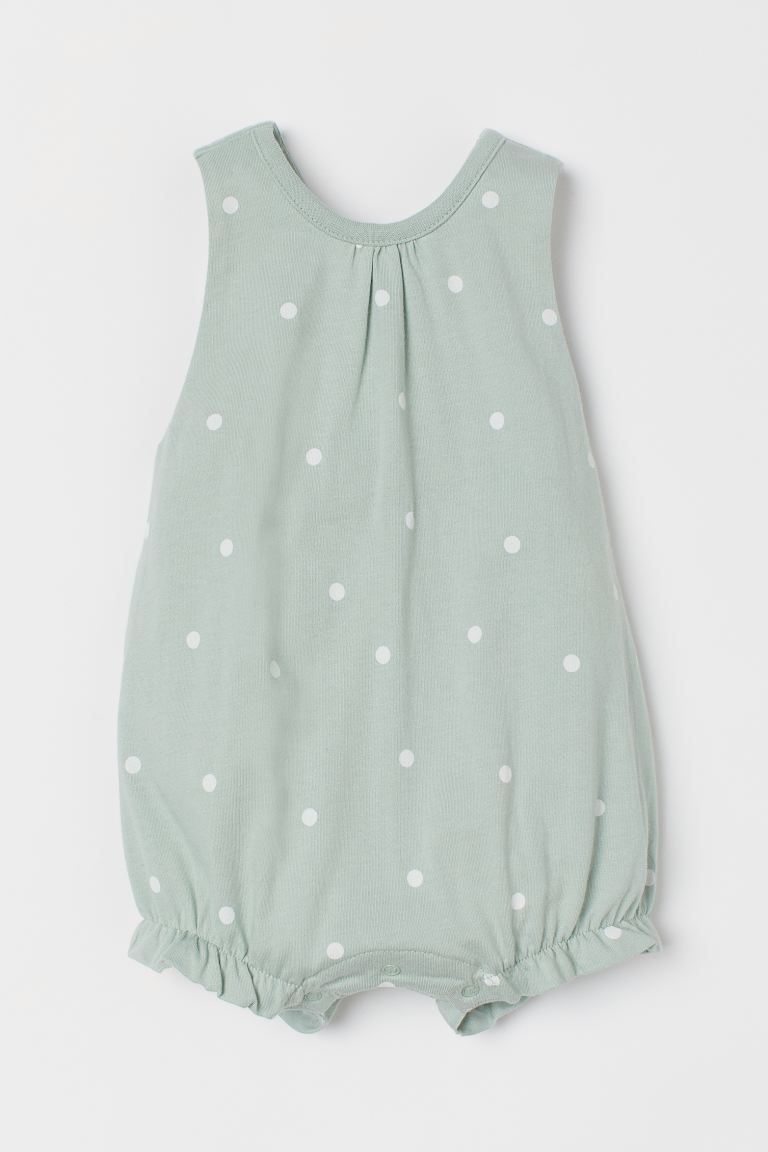Sleeveless romper in soft, organic cotton jersey with a printed pattern. Shoulder straps crossed ... | H&M (US + CA)