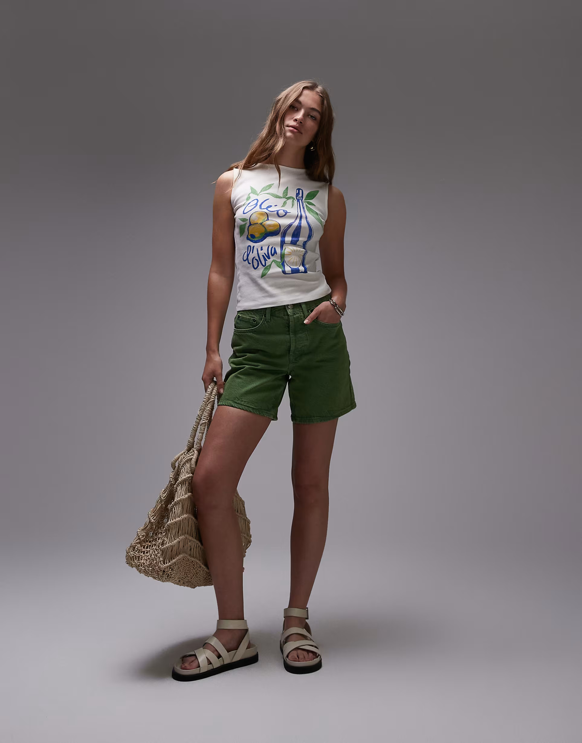 Topshop graphic oilo tank in ecru | ASOS (Global)