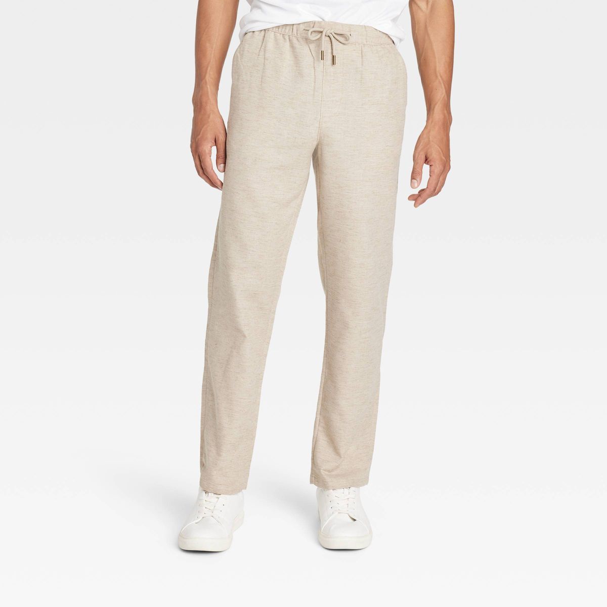 Men's Regular Fit Linen Straight Trousers - Goodfellow & Co™ Light Taupe XS | Target