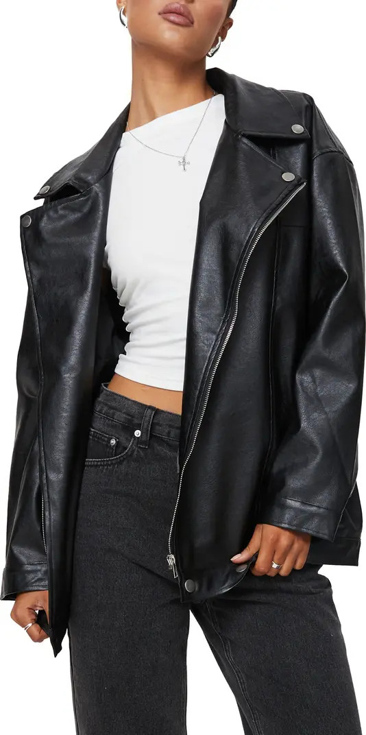 Oversize Faux Leather Biker Jacket | Nordstrom