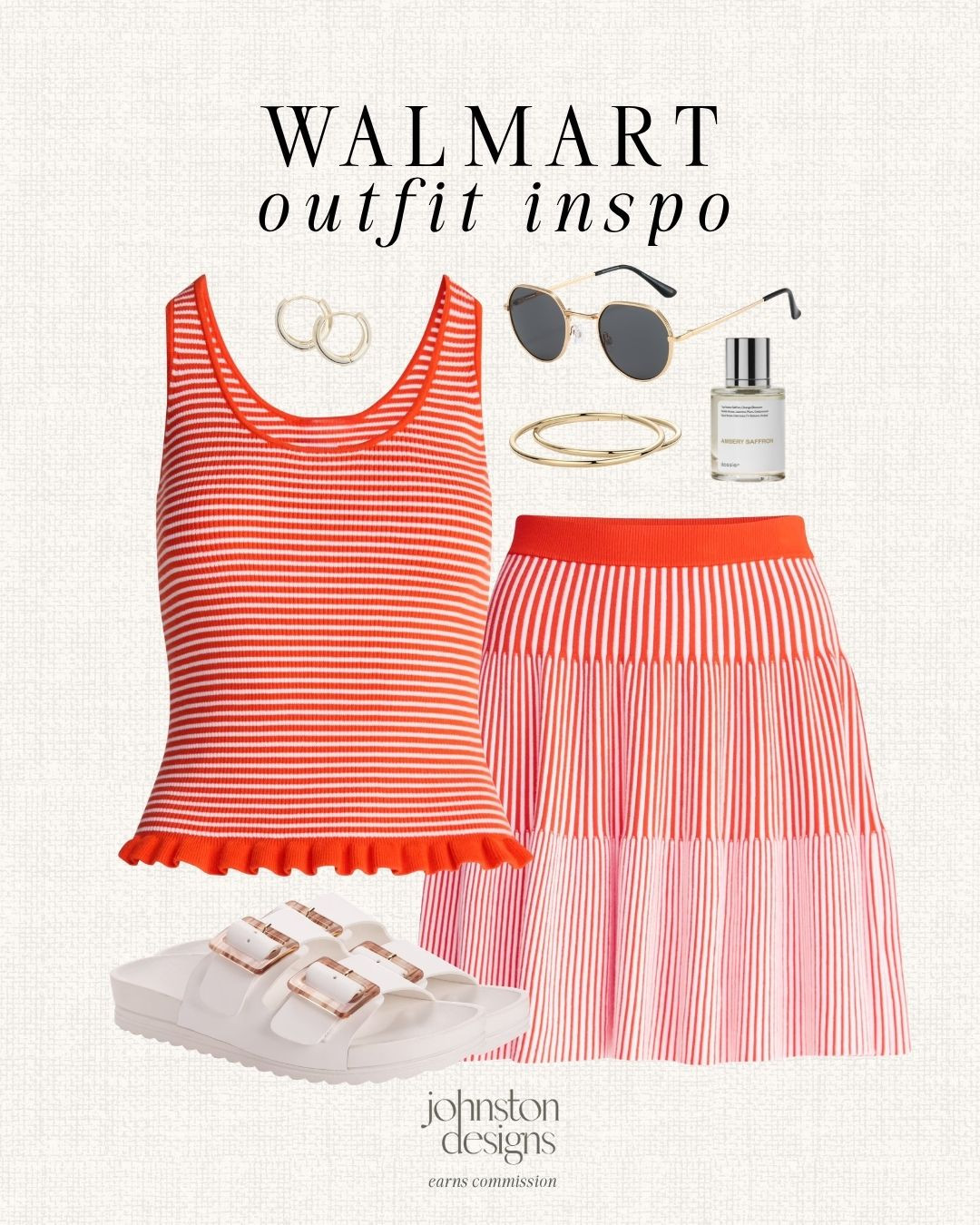 Walmart outfit inspo with a striped set, white slides and simple summer accessories. ❤️

outfit inspo, summer outfit, Walmart fashion, affordable finds, striped tank, pleated skirt, white sandals, gold jewelry, sunglasses, casual style, vacation look 

 #LTKootd #LTKSeasonal
