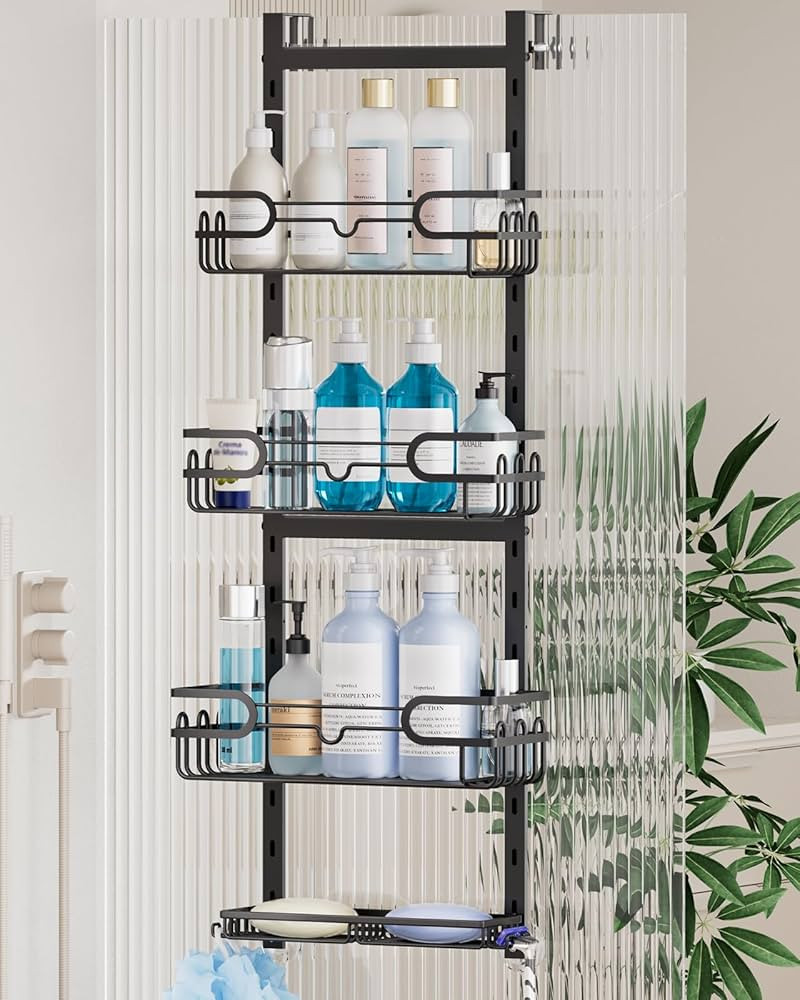 Consumest Over The Door Shower Caddy - 4 Tier Adjustable Hanging Shower Organizer Shelf with 2 So... | Amazon (US)