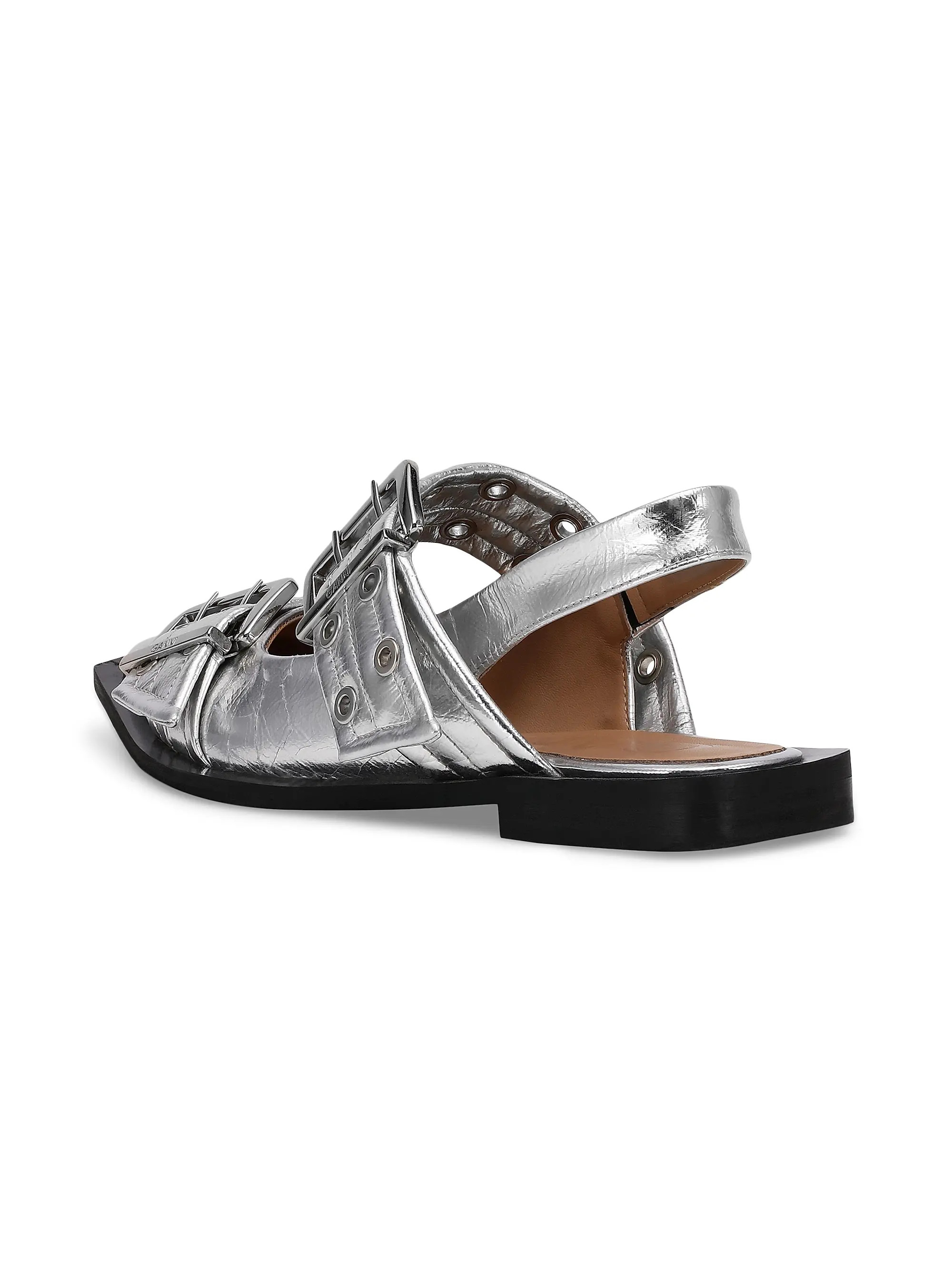 Feminine Buckle Metallic Leather Ballerina Flats | Saks Fifth Avenue