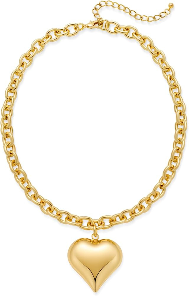 Chunky Heart Necklaces For Women With Colorful Beads Boho Beaded Statement Necklace Short Heart C... | Amazon (US)