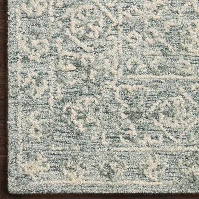 Millcreek Oriental Handmade Tufted Wool Area Rug in Ocean/Ivory | Wayfair North America