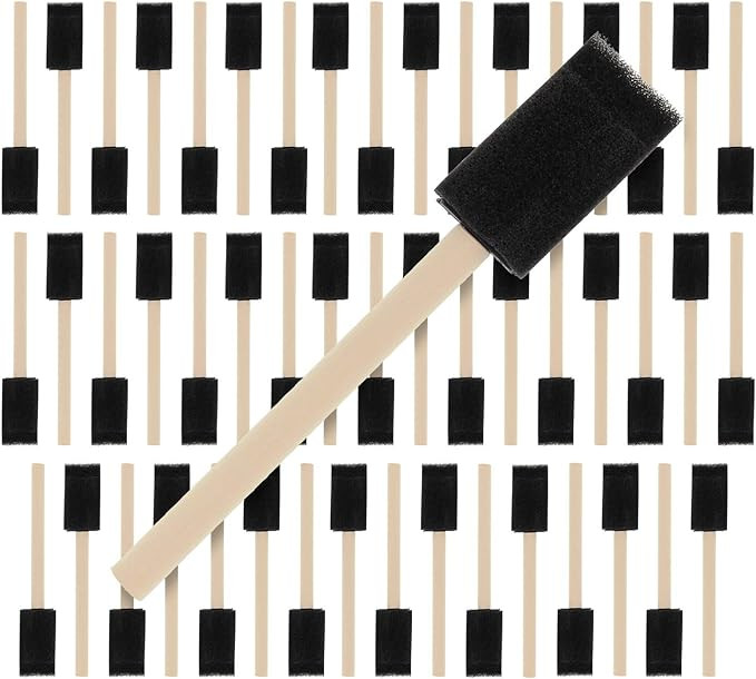 US Art Supply 1 inch Foam Sponge Wood Handle Paint Brush Set (Value Pack of 50) - Lightweight, Du... | Amazon (US)