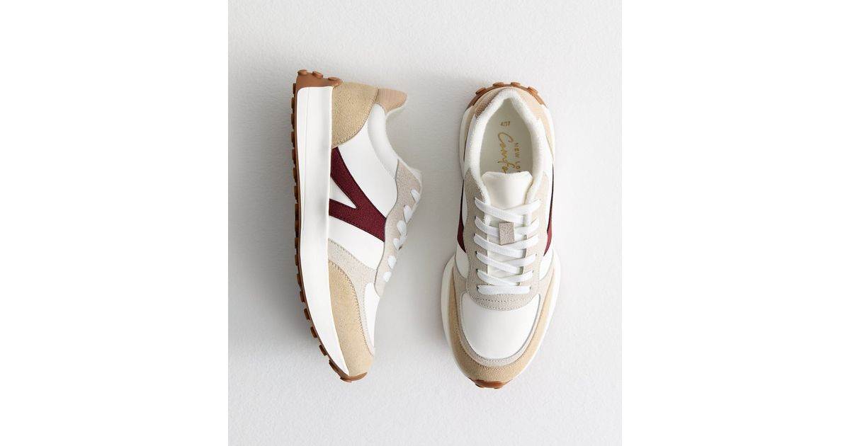 White Brushed Faux Suede Panelled Trainers | New Look | New Look (UK)