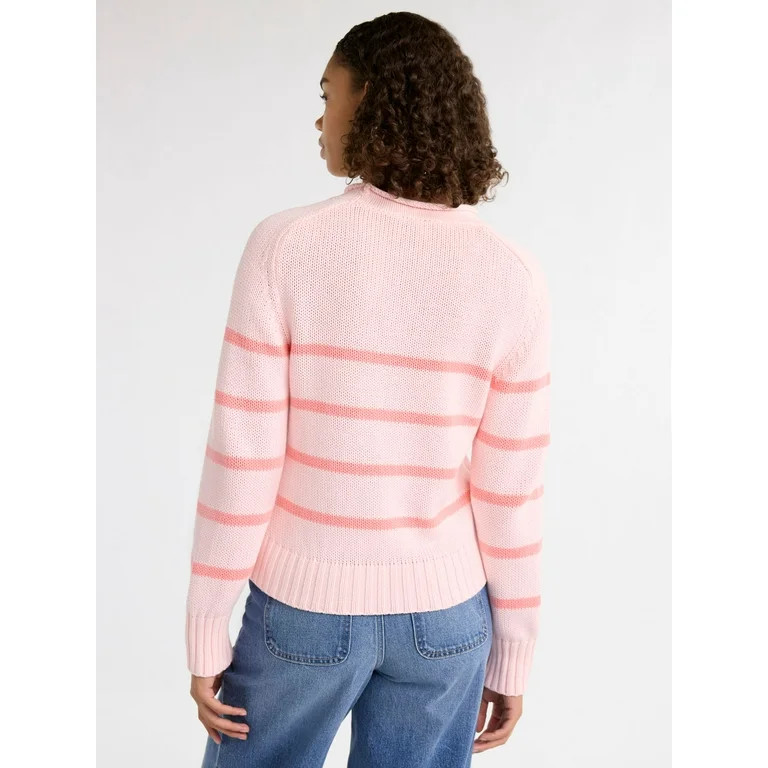 Free Assembly Women’s Cotton Saddle Shoulder Sweater with Long Sleeves, Sizes XS-2XL | Walmart (US)