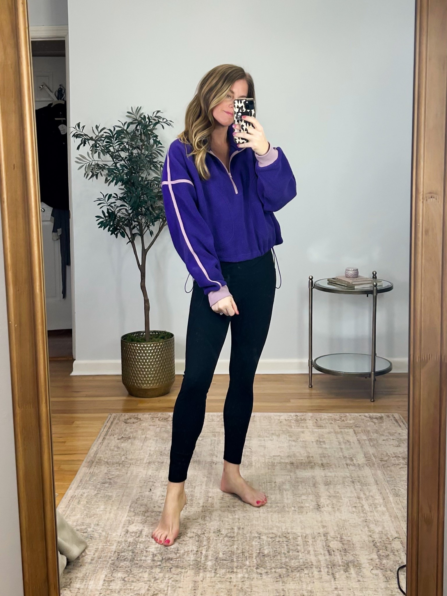 Loving the fun purple color of this fleece! Available in 15 colors! Wearing size medium in the fleece and medium in the leggings! 

#LTKActive #LTKSeasonal #LTKfitnessgoals