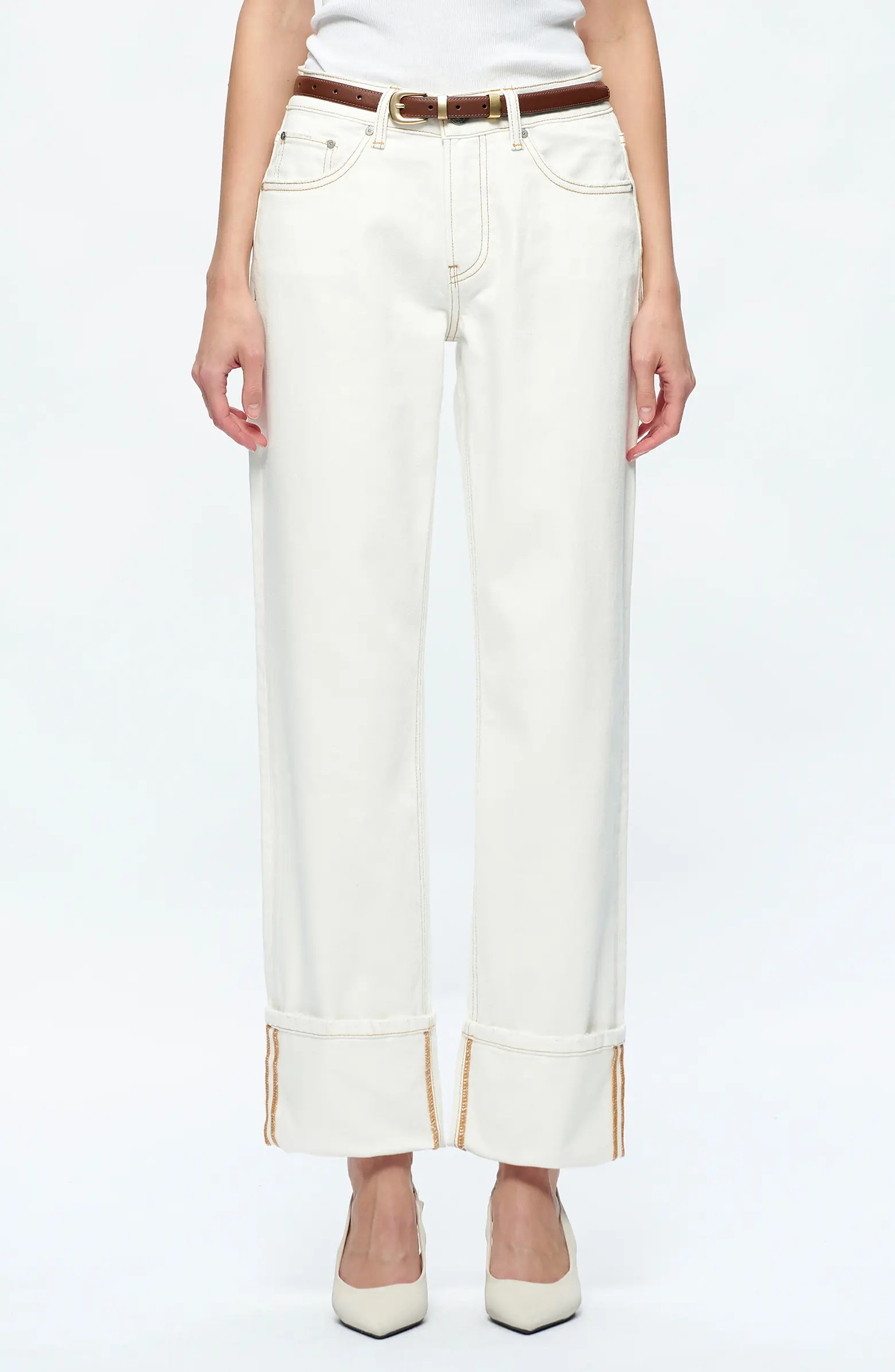 Michelle Deep Cuff Straight Jeans | Nordstrom