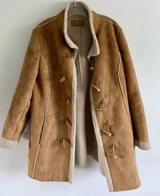 PER UNA  CARAMEL BROWN FAUX SUEDE LONG SLEEVES COAT OUTERWEAR OVERCOAT SIZE:L  | eBay | eBay UK