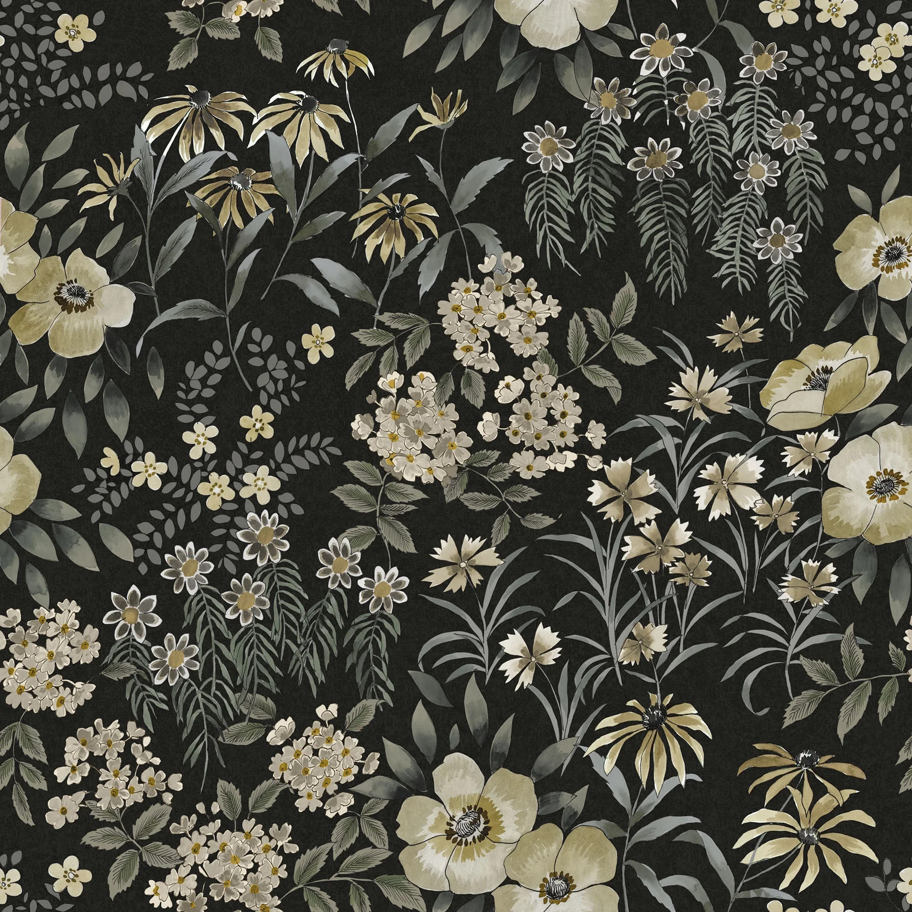 Roommates Studio Black Pearson Floral Peel and Stick Wallpaper 30.75 Sq. ft, 1 count | Walmart (US)