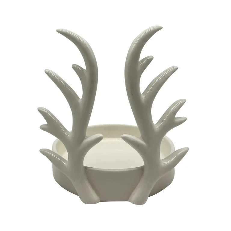 Large White Ceramic Antler Candle Holder, 5.25", by Holiday Time | Walmart (US)