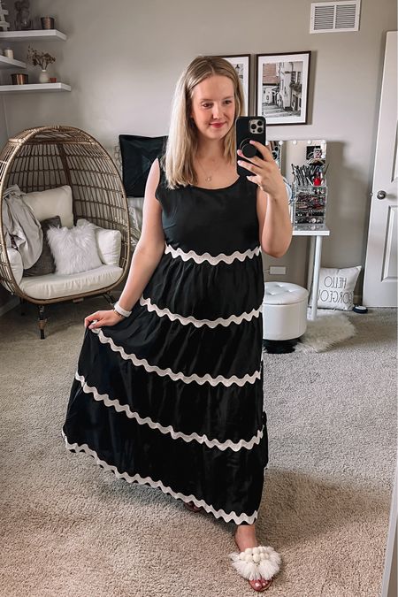 Gorgeous sun dress maxi dress for spring occasions and summer occasions. Cute fringe slide sandals make a great vacation outfit idea! Also comes in a white dress option.

Ric rac dress
Maxi dress
Sundress
Pom sandals
Tassel sandals
Vacation dress
Vacation style

#LTKmidsize #LTKSeasonal #LTKtravel