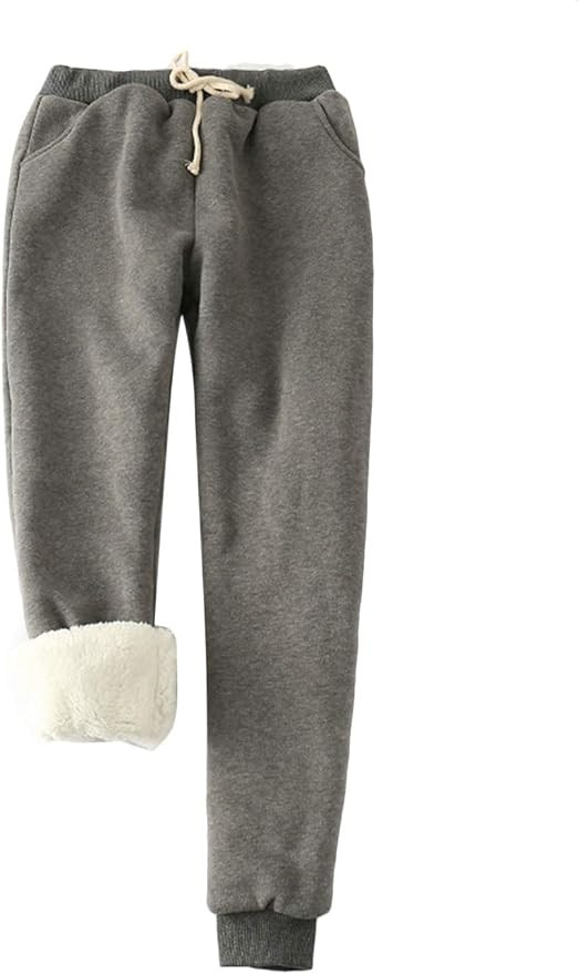 Yeokou Women's Warm Sherpa Lined Athletic Sweatpants Joggers Fleece Pants | Amazon (US)