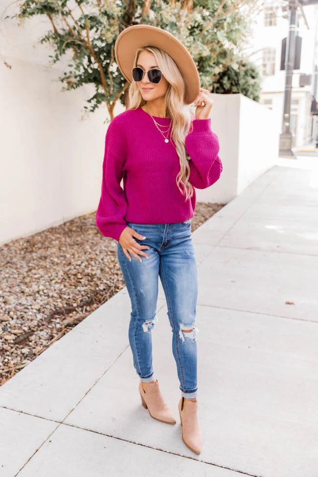 Endless Opportunities Magenta Sweater | The Pink Lily Boutique