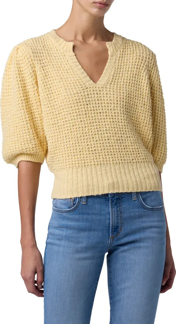 Split Neck Puff Sleeve Sweater | Nordstrom Rack