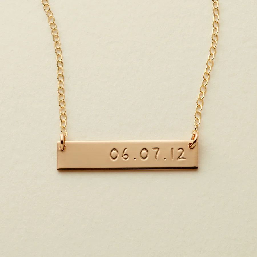 Made By Mary Everly Bar Necklace—1.75" Bar | Hand Stamped, Handmade | Made by Mary (US)