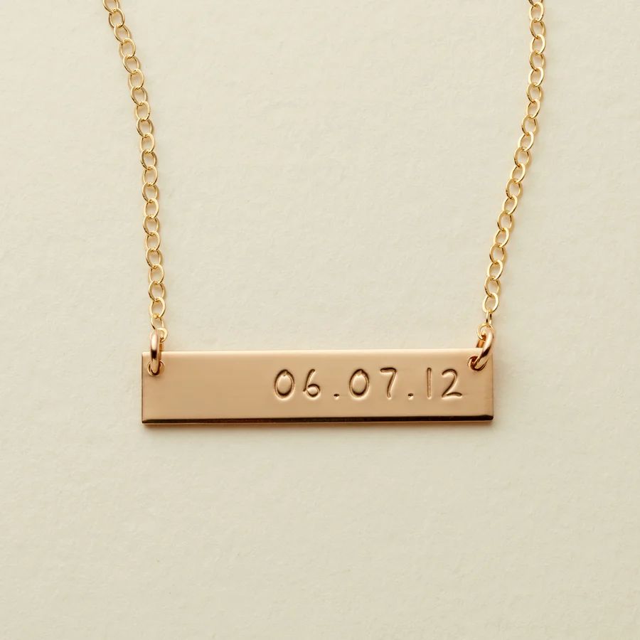 Made By Mary Everly Bar Necklace—1.75" Bar | Hand Stamped, Handmade | Made by Mary (US)
