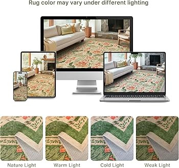 Bavni 8x10 Area Rugs for Living Room, Microfiber Machine Washable Non-Slip Vintage Floral Rug, Lo... | Amazon (US)