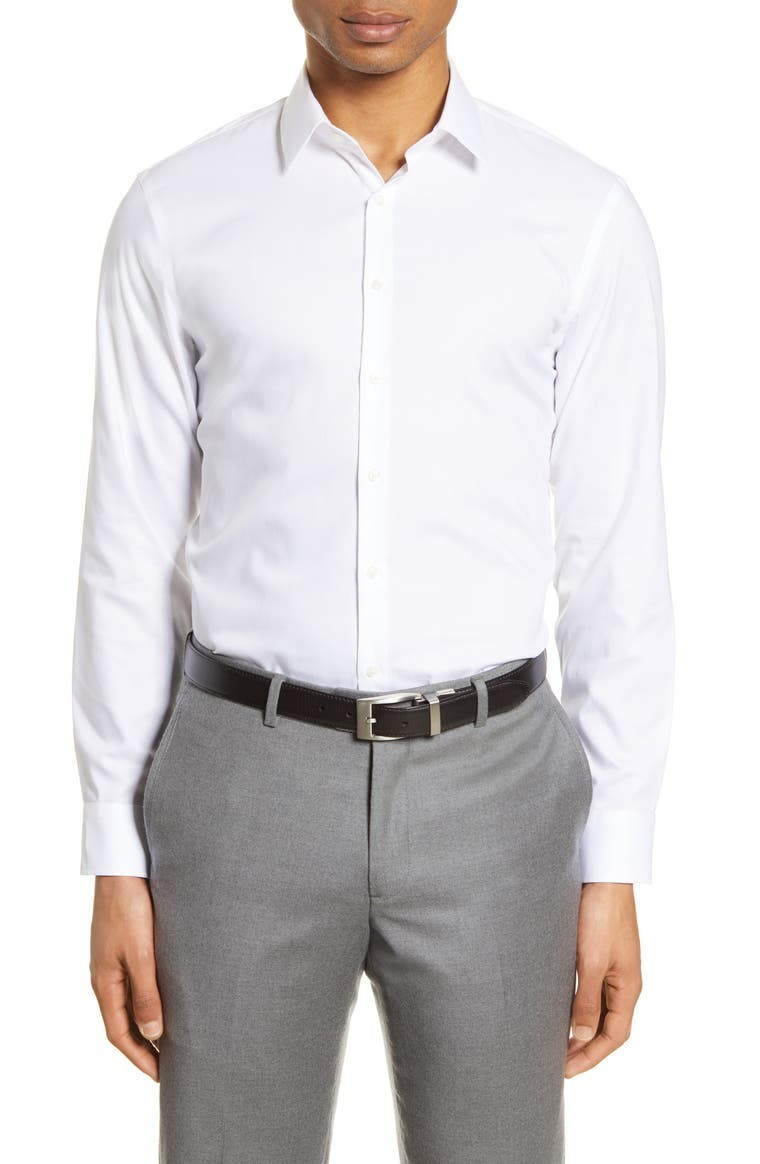 Nordstrom Extra Trim Fit Non-Iron Solid Stretch Dress Shirt | Nordstrom | Nordstrom