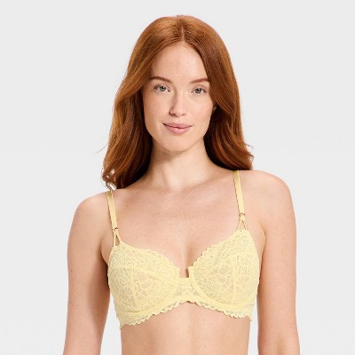 Women's Lace Unlined Balconette Bra - Auden™ Yellow 36D | Target