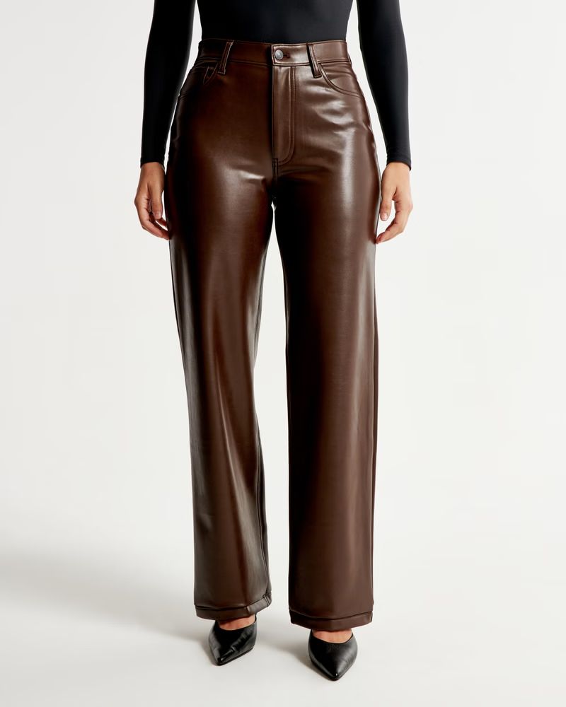 Women's Curve Love Vegan Leather 90s Relaxed Pant | Women's New Arrivals | Abercrombie.com | Abercrombie & Fitch (US)