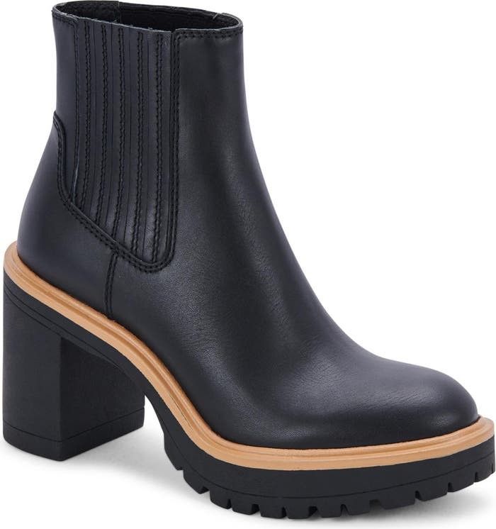 Dolce Vita Caster H2O Waterproof Block Heel Bootie Black Shoes Black Booties Booties Budget Fashion  | Nordstrom