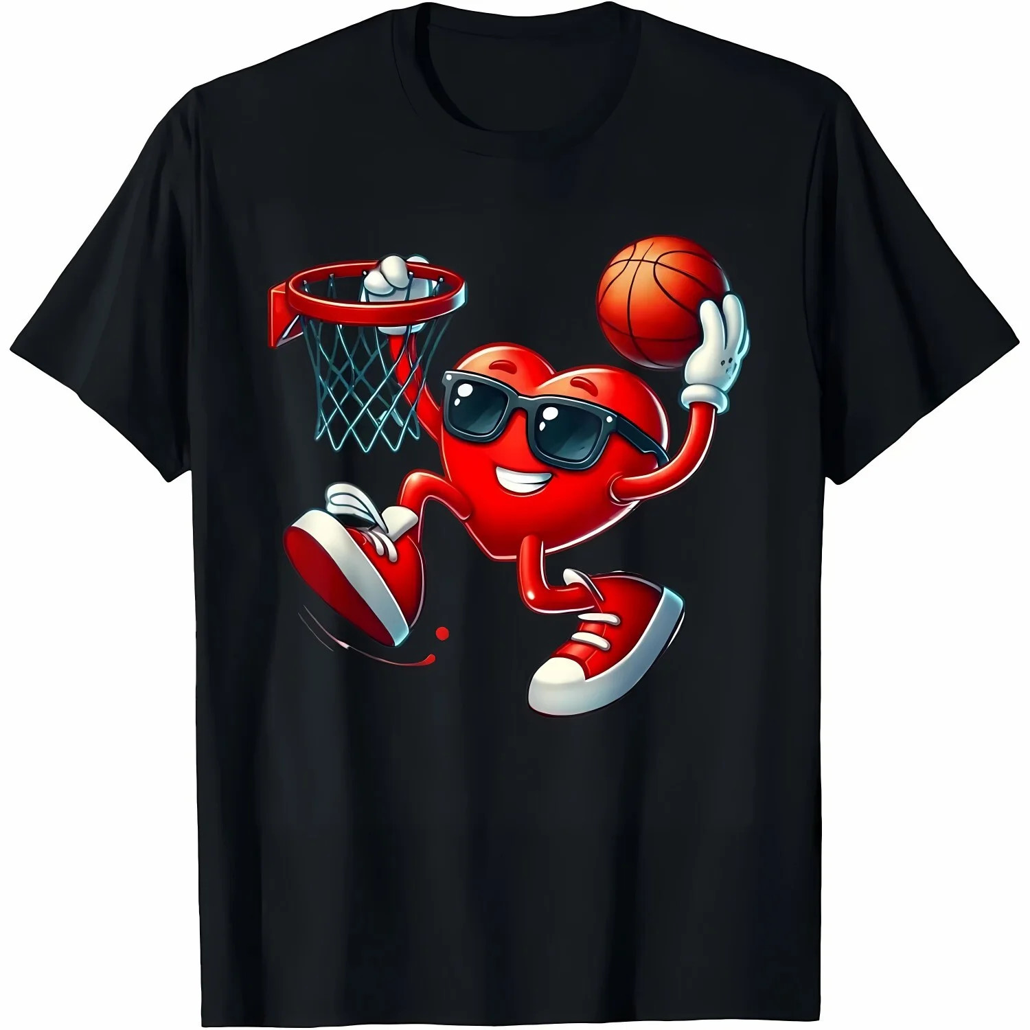 Valentines Day Basketball Funny Red Heart Love Boys Kids T-Shirt Cotton Quality Printed Crew Neck... | Walmart (US)