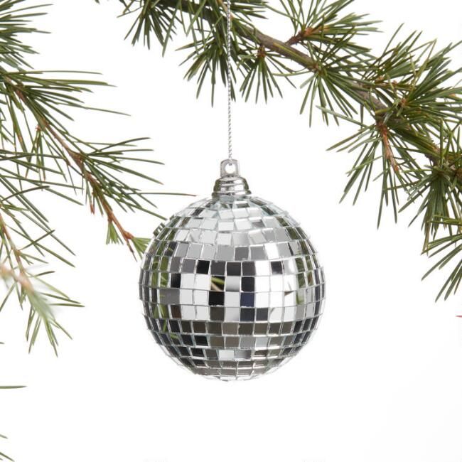 Silver Mirrored Disco Ball Ornaments Set of 2 | World Market
