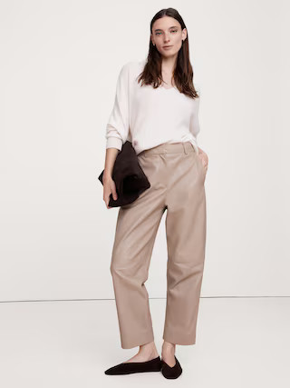High-Rise Straight Leather Ankle Pant | Banana Republic (US)