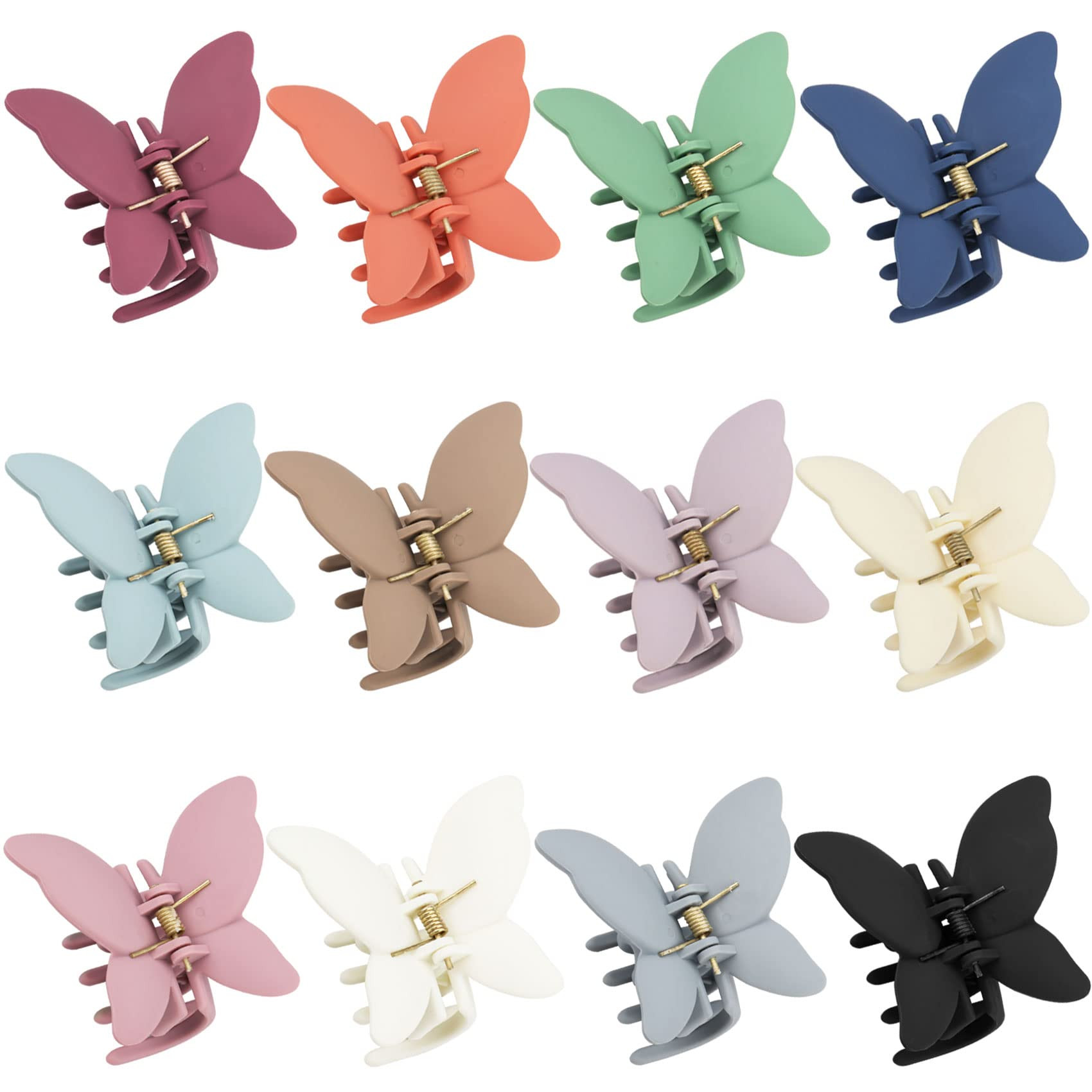 12 Pcs Cute Butterfly Claw Hair Clips 2.6 Inch Non Slip Matte Jaw 12 Colors Strong Hold Butterfly... | Amazon (US)