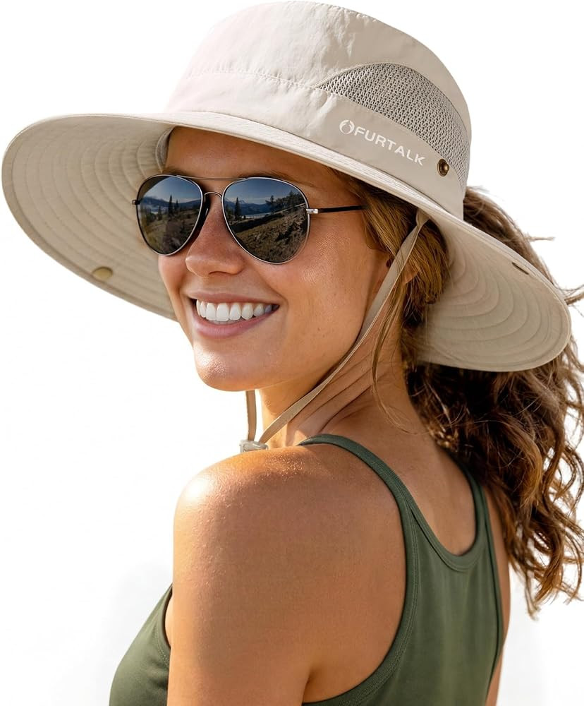 FURTALK Womens Sun Hat with Ponytail Hole Beach Hiking Summer Wide Brim UPF 50+ Outdoor Protectio... | Amazon (US)