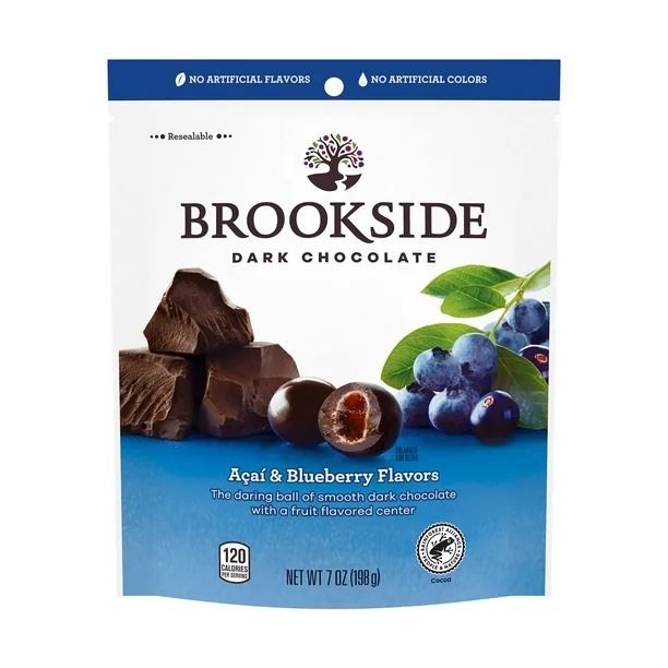 BROOKSIDE, Dark Chocolate with Acai and Blueberry Flavors Candy, Resealable, 7 oz, Bag | Walmart (US)