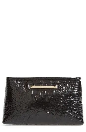 Brahmin Marney Croc Embossed Zip Pouch - Black | Nordstrom