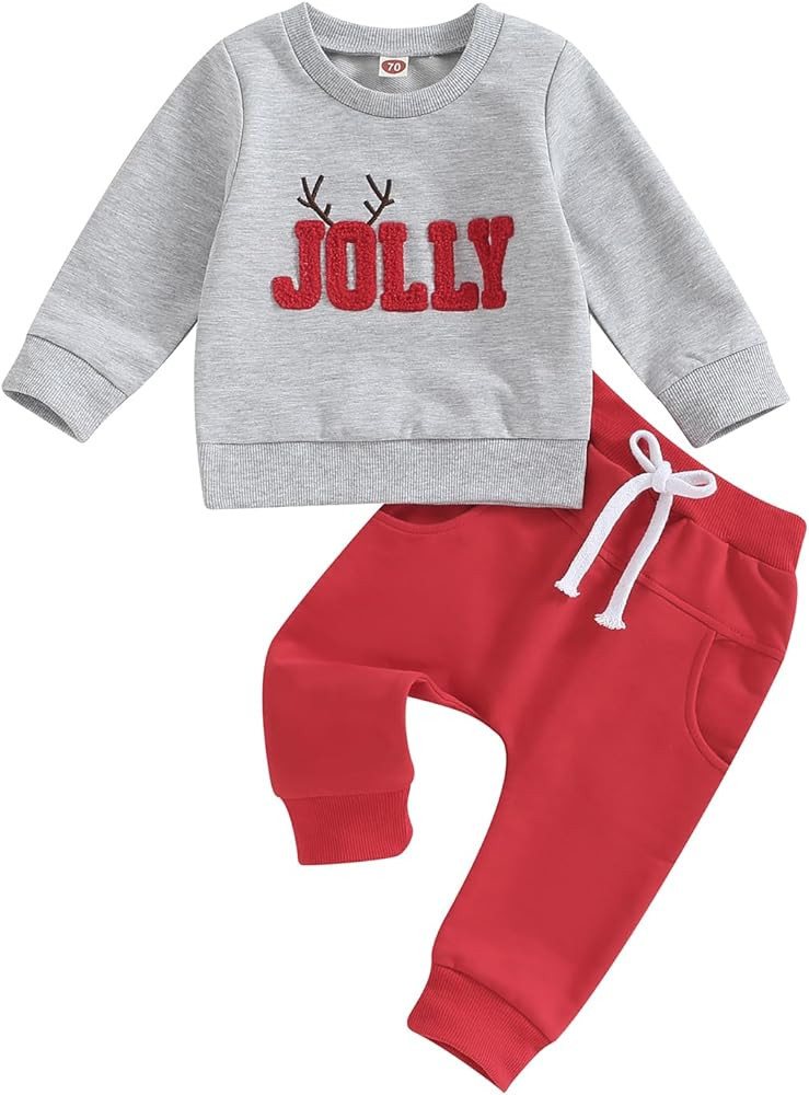 Amiblvowa Toddler Newborn Baby Boy 2 Piece Christmas Outfit Reindeer Sweatshirt Pants Set Infant ... | Amazon (US)