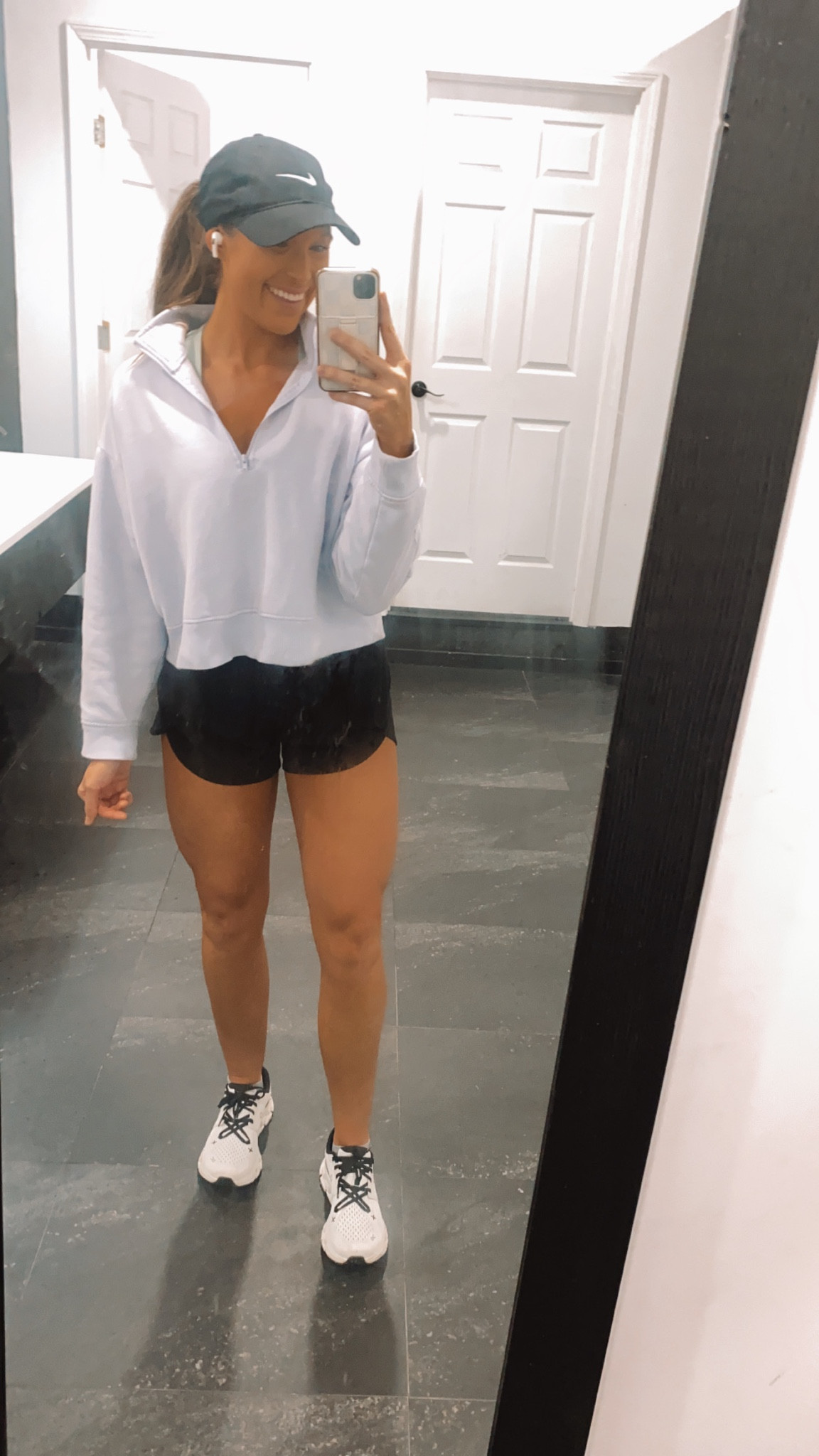 My favorite shorts to workout in! I’ll choose these over lululemon any day! High waisted! Fit is TTS! 

Love these On Clouds for leg day!