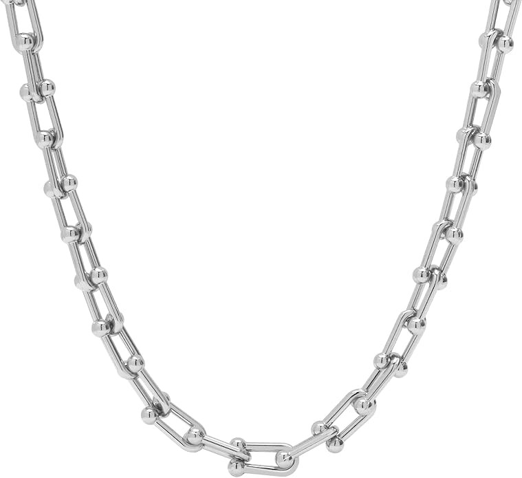 14K Gold Plated U Shaped Bamboo Lock Chain Paperclip Chains Adjustable Necklace for Women Gold Pl... | Amazon (US)