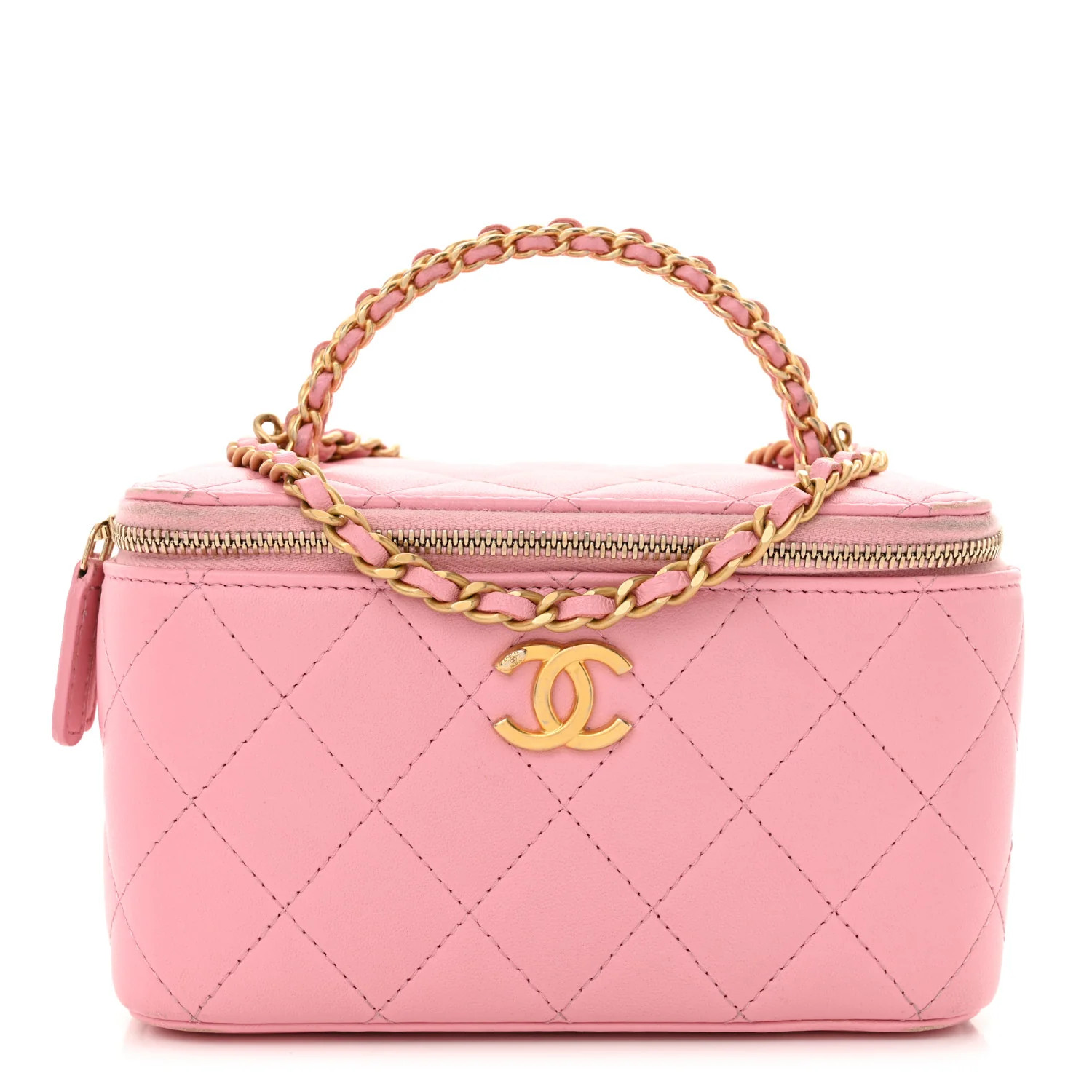 Chanel Lambskin Quilted Pick Me Up Vanity Case Pink | FASHIONPHILE (US)