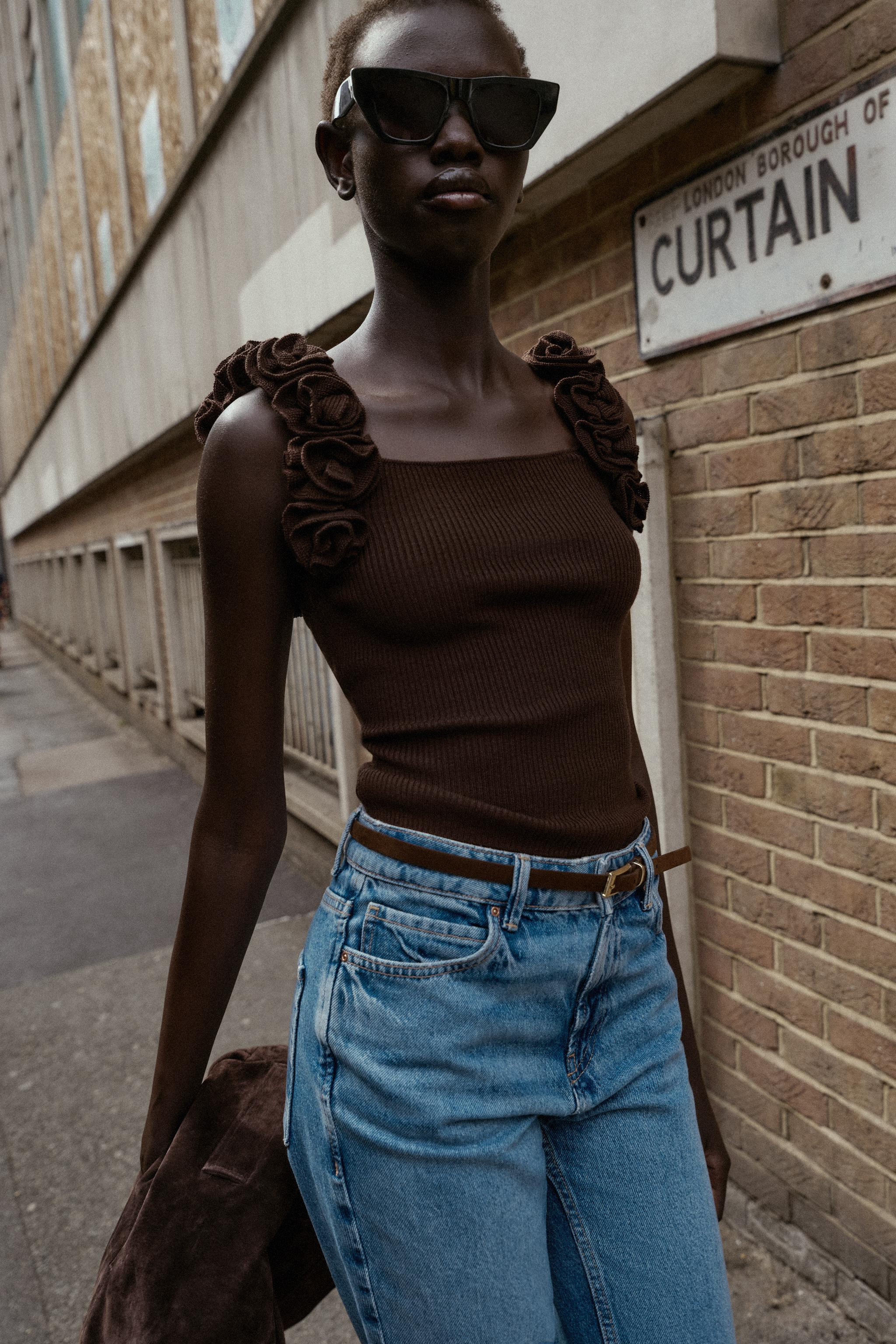 KNIT STRAPPY FLORAL TOP | Zara US